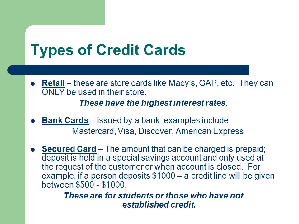 CREDIT CARDS What to know and understand before you obtain one